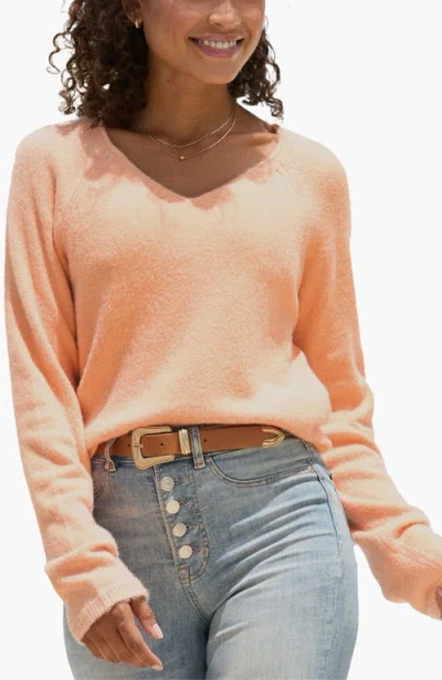 Lascana Fuzzy V-neck Sweater In Orange