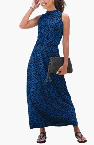 Lascana High Neck Maxi Dress In Blue