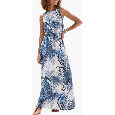 Lascana High Neck Sleeveless Maxi Dress In Blue