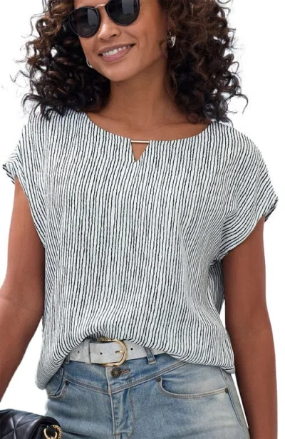 Lascana Keyhole Striped Blouse In Blue