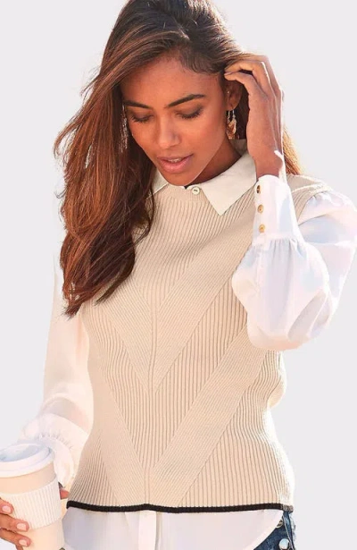 Lascana Knit Patternweater Vest In Neutral