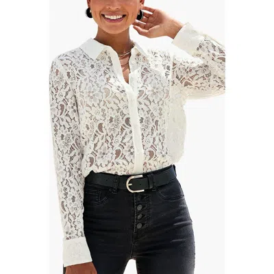 Lascana Lace Button Down Blouse In White