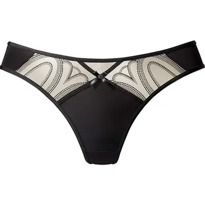 Lascana Lace Insert Thong In Black