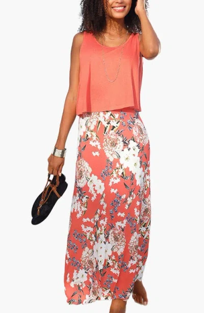 Lascana Layered Look Maxi Dress In Brown