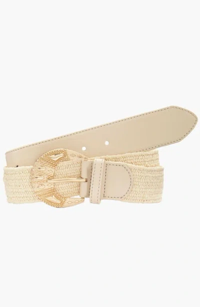 Lascana Leather Trim Woven Belt In Neutral