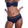 Lascana Leopard Trim Mid Rise Bikini Bottom In Black