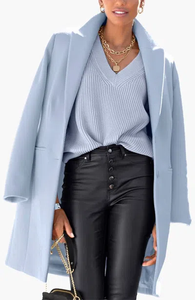 Lascana Long Button Up Coat In Blue