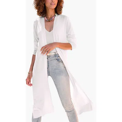 Lascana Long Open Front Cardigan In White