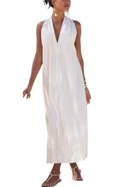 Lascana Metallic Column Maxi Dress In White