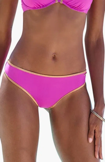 Lascana Metallic Trim Classic Bikini Bottom In Purple