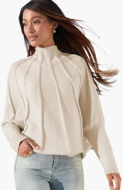 Lascana Mock Neck Ribbed Sweater In Neutral