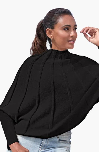 Lascana Mock Neck Ribbed Sweater In Black