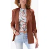 Lascana Open Front Linen Blazer In Cognac