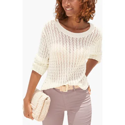 Lascana Open Knit Crew Neck Sweater In White