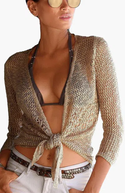 Lascana Open Work Cardigan In Brown