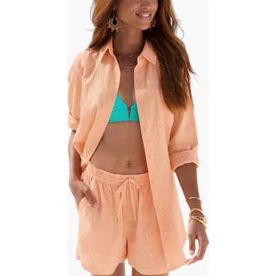 Lascana Oversized Button Down Blouse In Orange