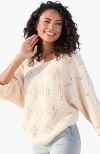 Lascana Oversized Open Work Sweater In Neutral