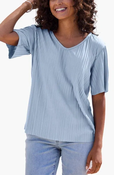Lascana Oversized Pleated Top In Blue