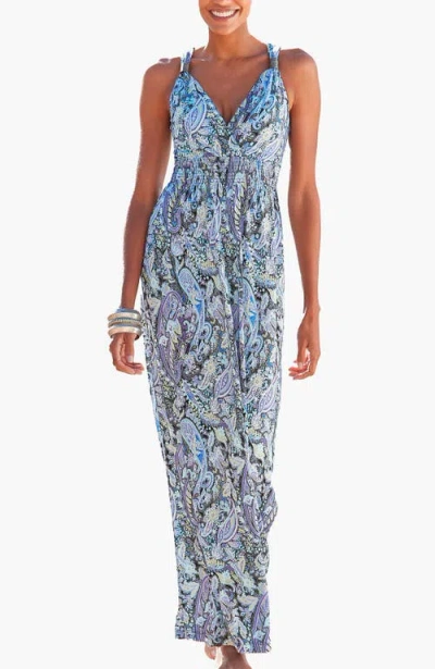 Lascana Paisley Print Maxi Dress In Blue
