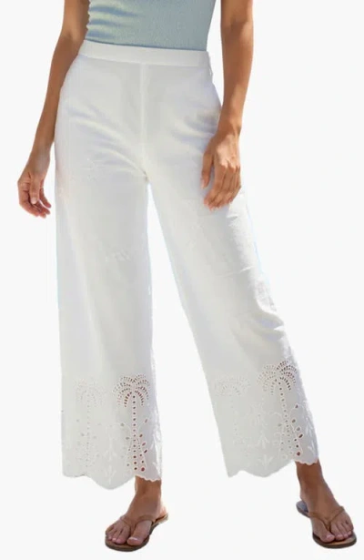 Lascana Palm Eyelet Hem Pants In White