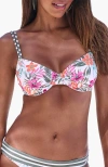 Lascana Pattern Underwire Bikini Top Size 34dd In Multi