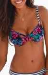 Lascana Pattern Underwire Bikini Top Size 38dd In Blue
