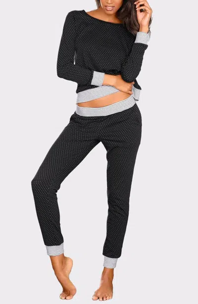 Lascana Polka Dot Pajama Set In Black Dotted