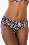 Lascana Print Mid Rise Bikini Bottom In Brown