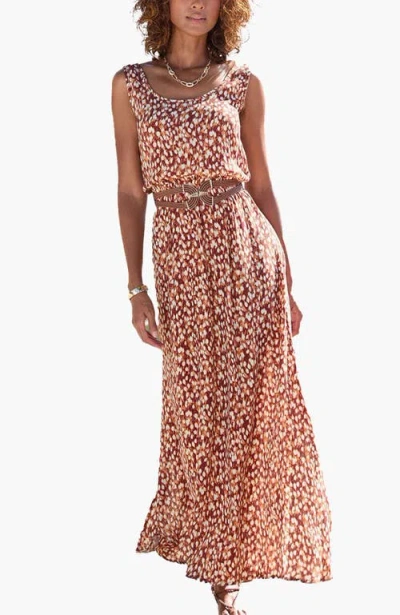 Lascana Print Tank Maxi Dress In Brown