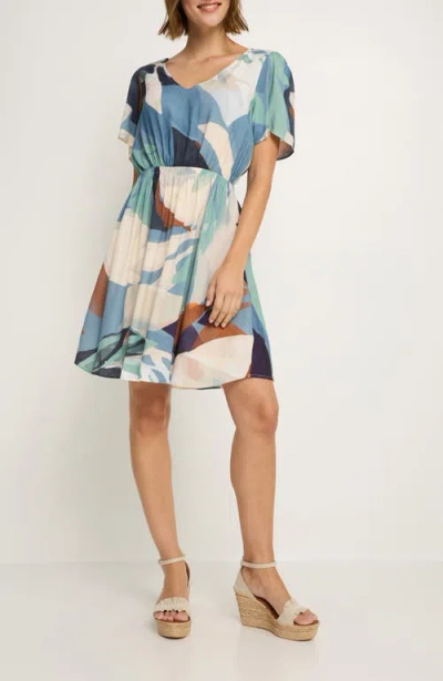 Lascana Print V-neck Dress In Blue