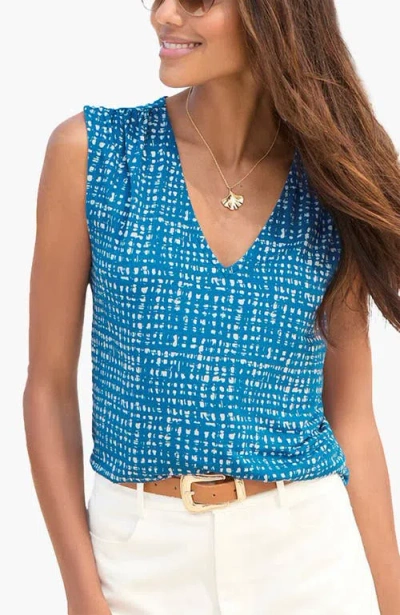 Lascana Print V-neck Top In Blue