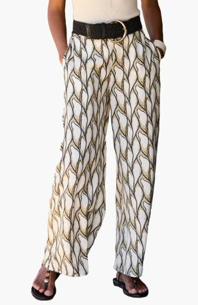 Lascana Print Wide Leg Pants In White