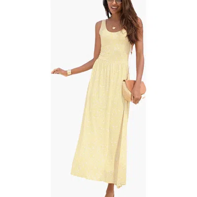 Lascana Printed Scoop Neck Dress In Yellow