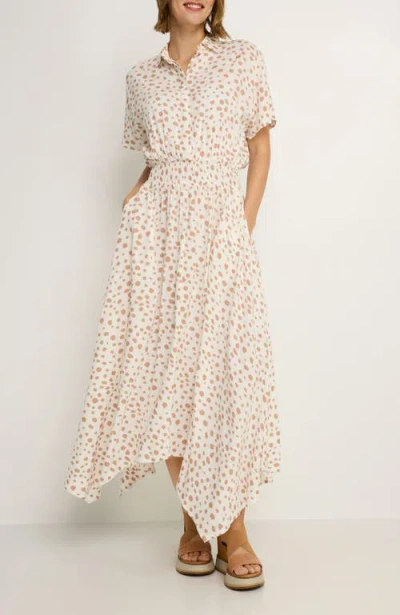 Lascana Printed Shirt Collar Dress In Neutral