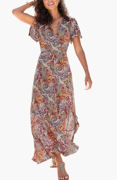 Lascana Printed Side Slit Maxi Dress In Multi