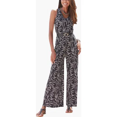Lascana Printed Tie Back Jumpsuit In Black