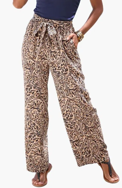Lascana Printed Wide Leg Pants In Brown