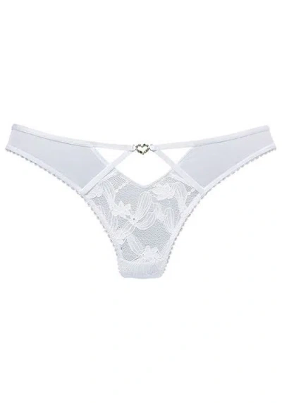 Lascana Rhinestone Lace Thong In White