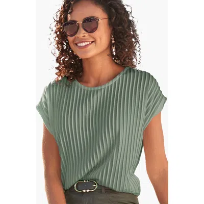 Lascana Ribbed Short Sleeve Top In Multi