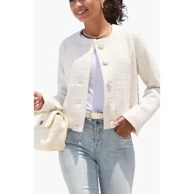 Lascana Round Neckline Tweed Jacket In White