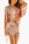 Lascana Ruched Drawstring Dress In Multi