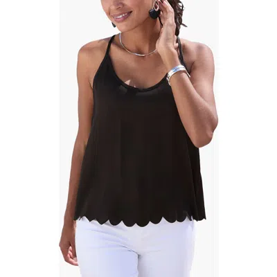 Lascana Scallop Trim Cami Top In Black