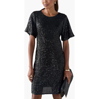 Lascana Sequin T-shirt Dress In Black