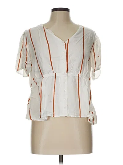 Pre-owned Lascana Short Sleeve Blouse In White