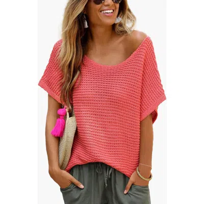 Lascana Short Sleeve Knit Sweater In Red