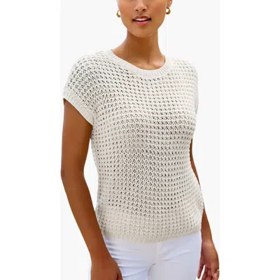 Lascana Short Sleeve Openwork Sweater In White