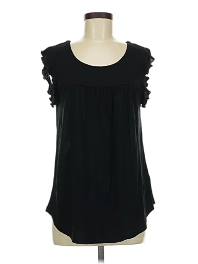 Pre-owned Lascana Short Sleeve Top Black Ruffles Neckline Tops