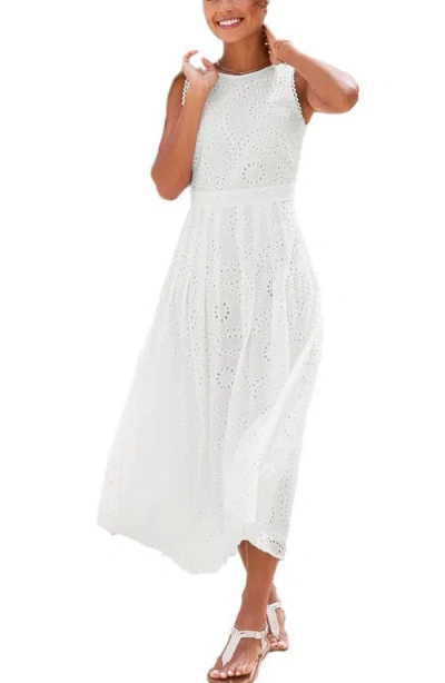 Lascana Sleeveless Eyelet Maxi Dress In White