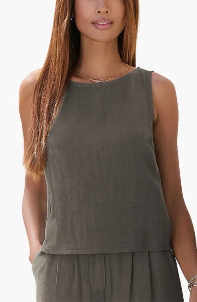 Lascana Sleeveless Linen Blouse In Gray