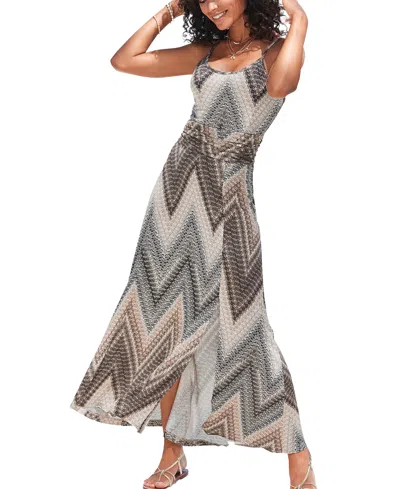 Lascana Sleeveless Marroccan Print Maxi Dress Multi Print In Beige